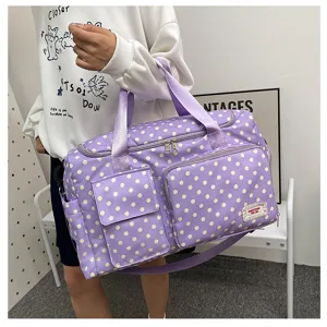 Grand sac de voyage fourre-tout a pois violet pour femmes courts voyages d'affaires