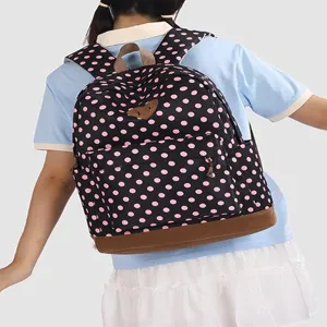 Sac à dos à pois pour femme sac d'école décontracté grande capacité voyage quotidien léger
