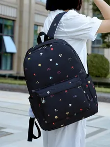Sac à dos d'école à motif floral pour étudiants, sac à dos léger et décontracté.