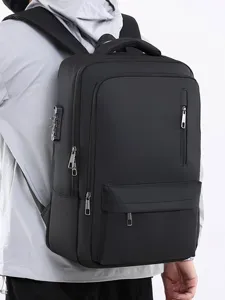 Hommes Affaires Navettage Antivol Serrure à Mot de Passe Sac à Dos Port USB Grande Capacité Imperméable Ordinateur Portable École Voyage Sac