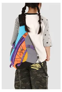 Outdoor sports lightweight sling bag women fashion cycling single-shoulder color-block chest bag