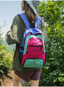 Outdoor travel color-block backpack for men and women, lightweight hiking and camping bag.