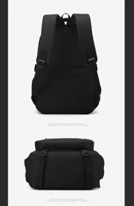 Schwarzer multifunktionaler Freizeitrucksack mit mehrschichtiger Aufbewahrung.