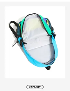 Colorful outdoor travel backpack interior detail view capacity showcase lightweight daypack