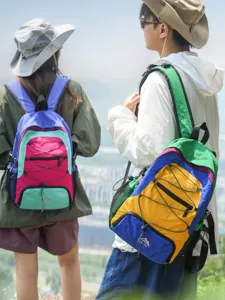 Outdoor Travel Colorblock Backpack Unisex Lightweight Hiking Climbing Bag Large Capacity Student School Bag
