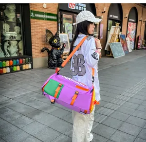 Sac de voyage multifonctionnel, sac de sport colorblock, grande capacité, sac de loisirs.