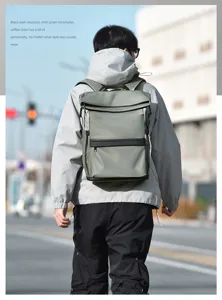 Men roll-top backpack large capacity waterproof casual commuter travel laptop school bag.