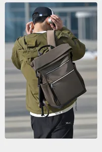 Uomo casual rotolo superiore zaino grande capacita viaggio lavoro computer portatile