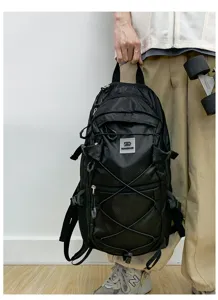 Schwarzer Outdoor Sport Taktik Rucksack mit Bungee Kordeln, grosse Reisetasche fur Schule.