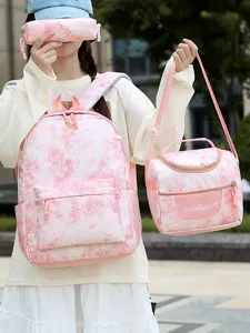 Sac à Dos Scolaire pour Filles avec Graffiti Étoile Dégradé Ensemble de Trois Pièces Sac à Dos de Voyage Décontracté Léger Sac à Repas Trousse