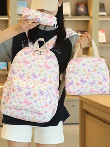 Conjunto de Mochila Escolar para Niñas Impermeable Bolsa Informal Con Bolsa de Almuerzo y Estuche de Lápices Bolsa de Estudiante para Adolescentes