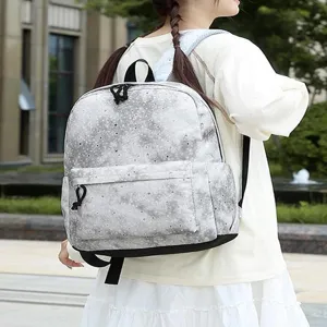 Sac à dos d'école dégradé étoilé gris pour filles, cartable léger et élégant pour étudiants.