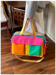 Dopamine color block travel duffel bag stylish gym handbag for women casual daily use.