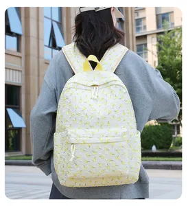 Casual bloemen rugzak voor vrouwen schooltas heldere frisse stijl witte stoffen dagrugzak