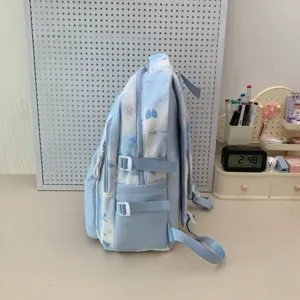 Lichte geprinte strik rugzak voor studenten, stijlvolle grote reizen schooltas.
