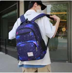 Sac a dos imprime ciel etoile grande capacite sac d'ecole de loisir pour etudiant