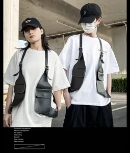 Vintage PU Leder Halfter Tasche, Unisex Brusttasche, modische Streetwear Handytasche.