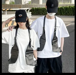 Unisex Retro PU Leder Holster Tasche Outdoor Taktische Weste Umhängetasche für den Alltag.