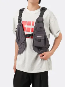 Tactical chest bag functional streetwear vest harness bag for outdoor running hiking and travel.