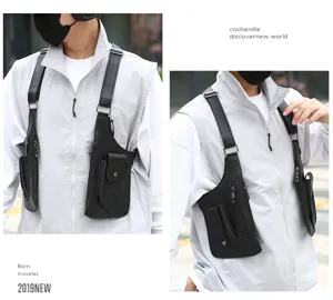 Taktische Schultertasche für Herren aus PU Leder, Achsel Weste Rucksack für Outdoorsport.