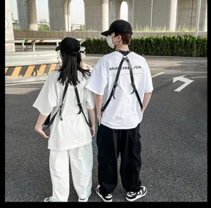 Unisex Outdoor PU Leder Gurt Tasche Streetwear Casual Taktische Brust Rig Tasche Damen Herren