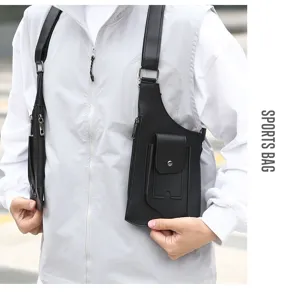 Herren schwarze PU Leder taktische Halfter Weste Tasche versteckte unterarm Tasche für Outdoor Sport