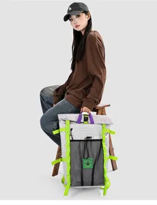 Stylish color-block outdoor backpack with large capacity, ideal for students, travel and sports.
