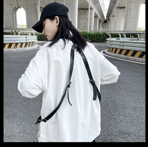 Retro PU Leder Gurt Weste Tasche für Damen und Herren, Outdoor Streetwear Accessoire.