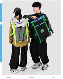 Contrast color outdoor backpack large capacity casual sports rucksack for commuting and travel