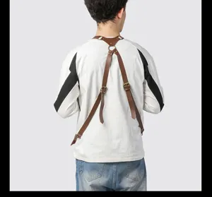 Retro PU Leder Schultergurt Tasche verstellbare Riemen taktische Weste Brusttasche