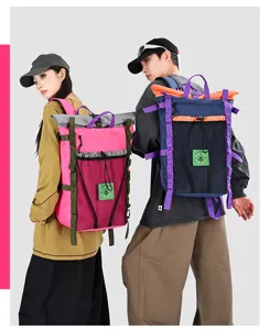 Colorblock travel backpack large capacity outdoor sports student casual school daypack