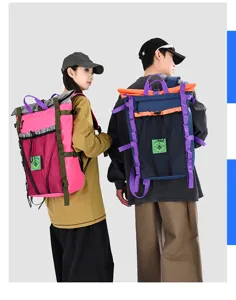 Colorblock outdoor backpack large capacity casual daypack lightweight travel rucksack for hiking
