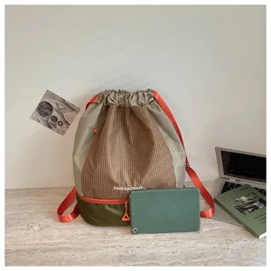 Karo Kordelzug Rucksack Fitness Yoga Sporttasche Unisex Nass Trocken Trennung Tasche