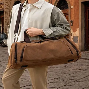 Grand sac de voyage en toile pour homme, sac de sport vintage pour fitness, voyages et plein air.