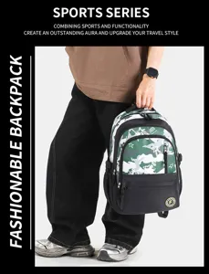 Camouflage student backpack large capacity casual travel laptop bag for school teenagers.