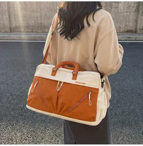 Large capacity travel duffel bag for women, weekend overnight luggage bag, casual gym bag.