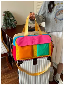 Colorful dopamine colorblock travel duffel bag fashion gym handbag luggage storage