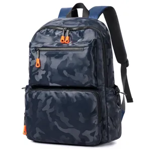 Blue camouflage backpack men large capacity casual school travel laptop bag student.