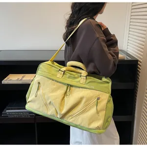 Large capacity travel bag for women short trip expandable luggage sports fitness duffel storage bag