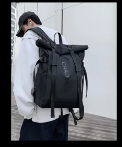 Street style casual waterproof rolltop backpack for outdoor travel, sports, and daily commuting.