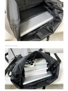 Detail view of the street fashion roll-top waterproof backpack showing large interior capacity.