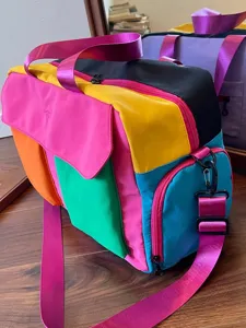 Colorful dopamine travel duffel bag stylish color block gym bag for women weekend storage