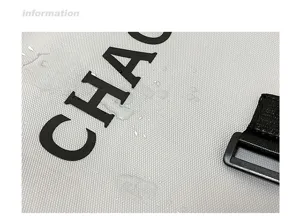 Close-up detail of the waterproof streetwear backpack featuring bold print and durable strap.