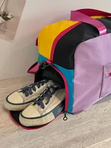 Colorful dopamine travel duffel bag with shoe compartment fashion gym bag for women daily use