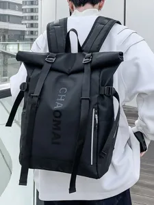 Fashion Oxford Fabric Roll Top Waterproof Backpack For Men Women Streetwear Casual Travel Outdoor Sports Hiking Backpack