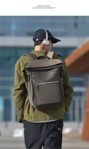 Zaino casual impermeabile con roll top uomo grande capacità viaggio lavoro borsa per laptop