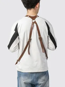 Retro PU Leder Schultergurt Harness Tasche fur Damen und Herren Outdoor Mode Weste Tasche
