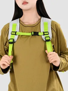 Colorful outdoor backpack with neon green straps and comfortable padded shoulders for daily travel.