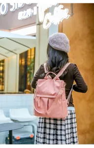 Damen Kord Rucksack Freizeit Reise Daypack Mehrfachtaschen Vintage Schultasche Rosa