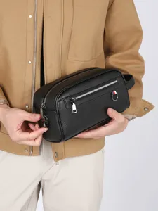 Sac a main d'affaires en cuir pour hommes grande capacite voyage rangement noir sac